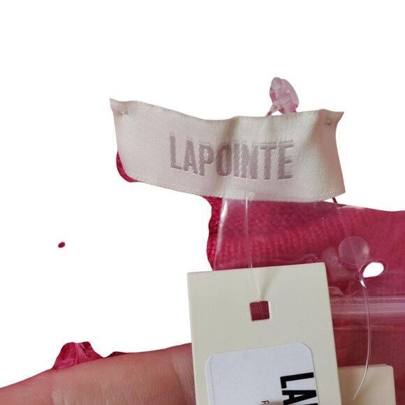 NEW Lapointe Cashmere Ostrich Feather Embroidered Crop Top Hot Pink Boho Chic - Picture 6 of 11